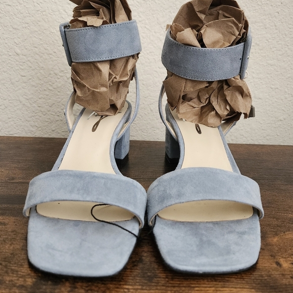 Manila Grace Pastel Blue Suede Block Heel Sandals Sz 6 - Picture 1 of 12